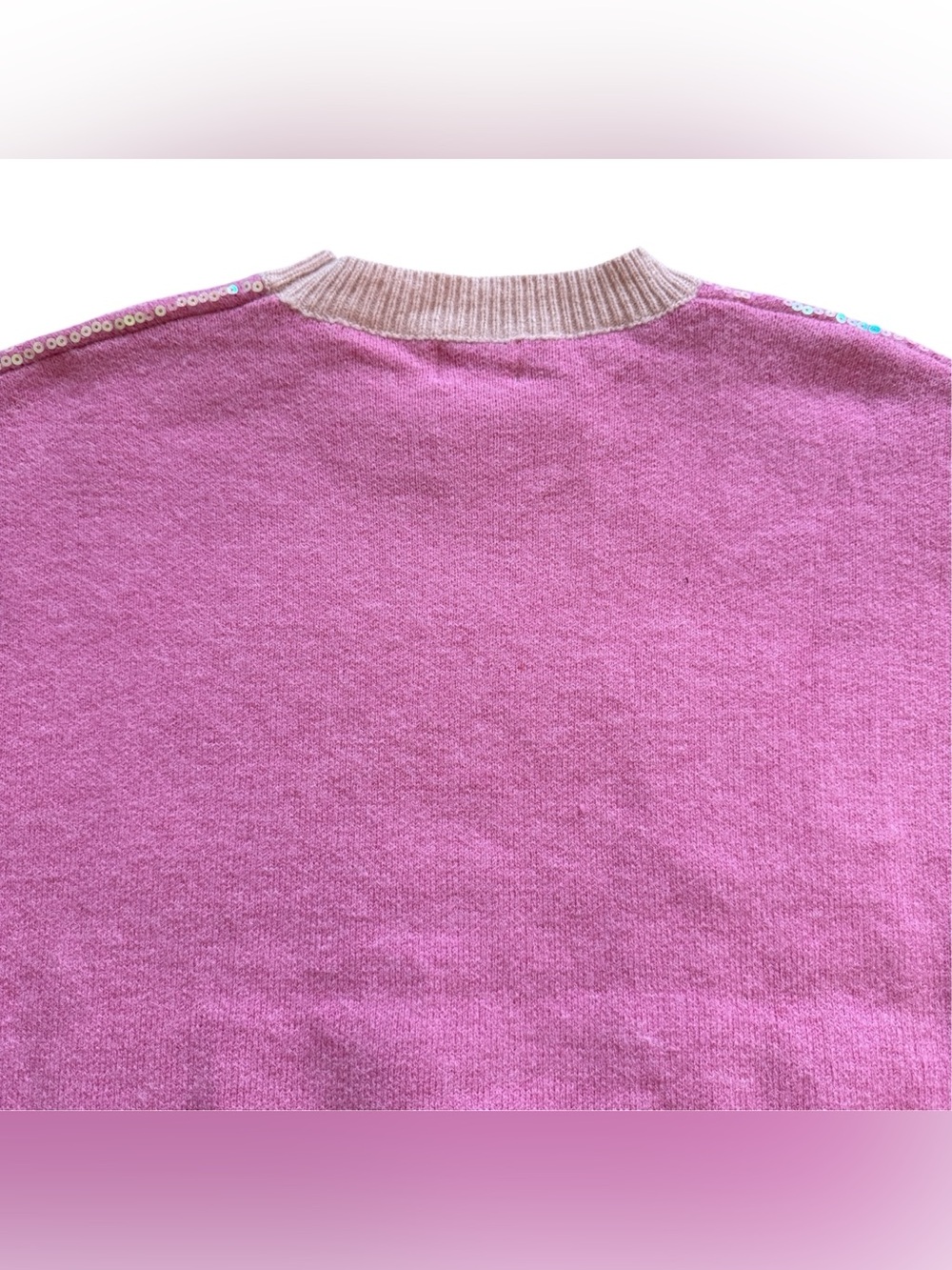 BIBI M Pink Santa Baby Sequin Sweater Christmas Holiday Glam Coquette Party Xmas - Picture 12 of 12